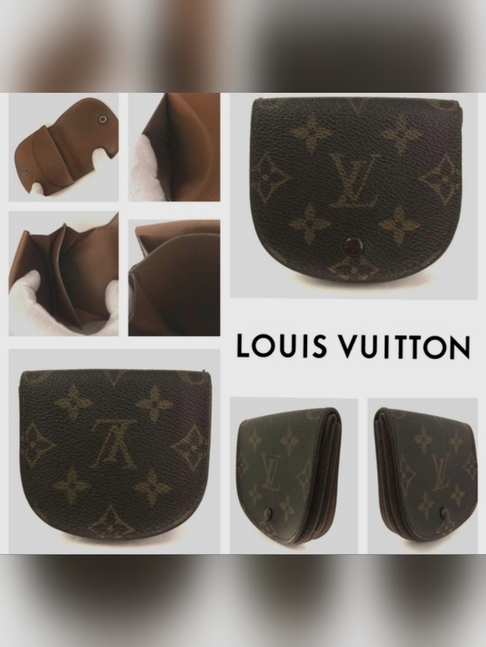 Authentic LV Monogram Porte Monnaie Gousset Coin Purse Brown Excellent Cond